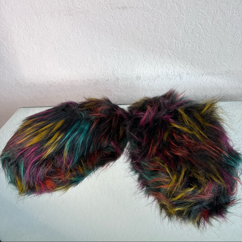 Cute fuzzy house shoe slippers faux fur